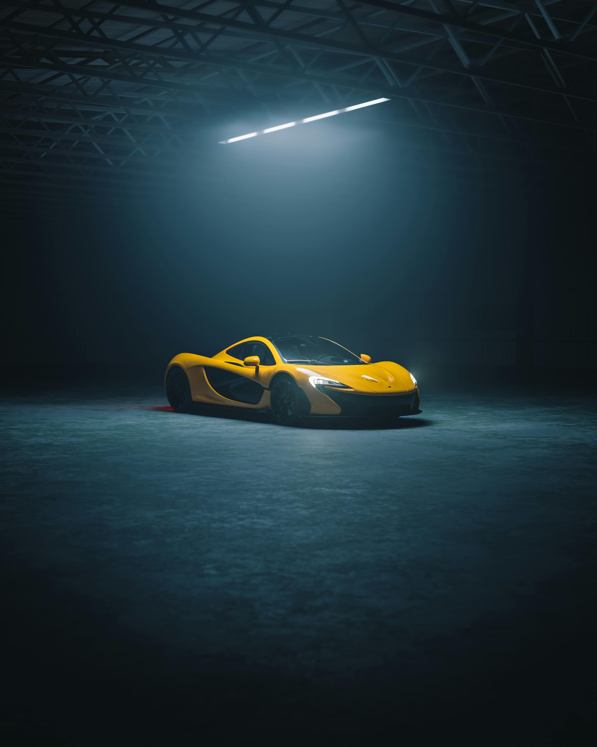 Stunning Yellow Sports Car in Moody Warehouse Setting